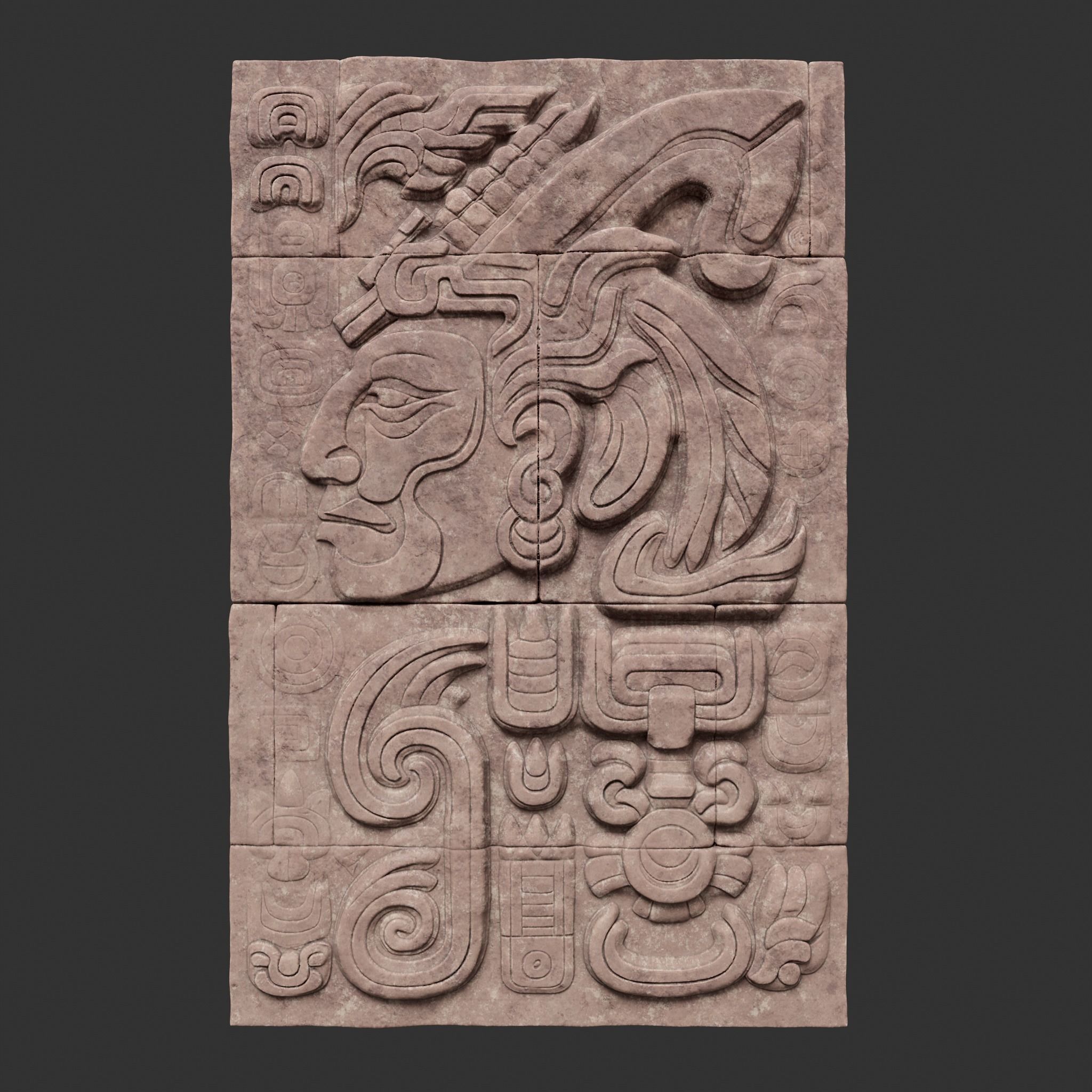 High poly Yellow Mayan Temple Wall 230719 3D model_5