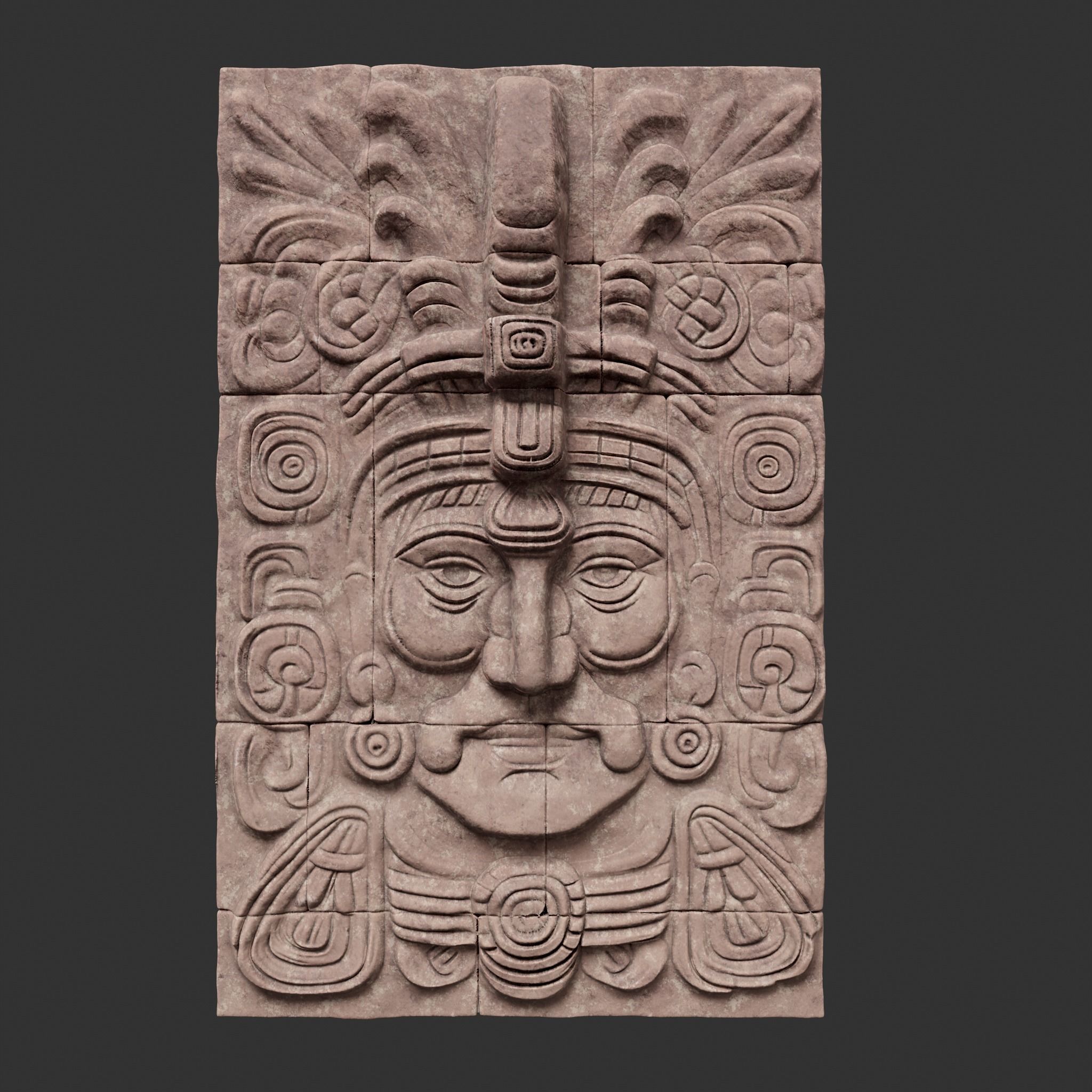 High poly Yellow Mayan Temple Wall 230719 3D model_17