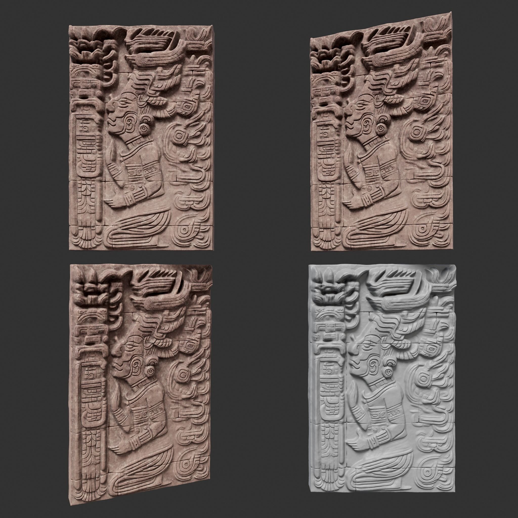 High poly Yellow Mayan Temple Wall 230719 3D model_26