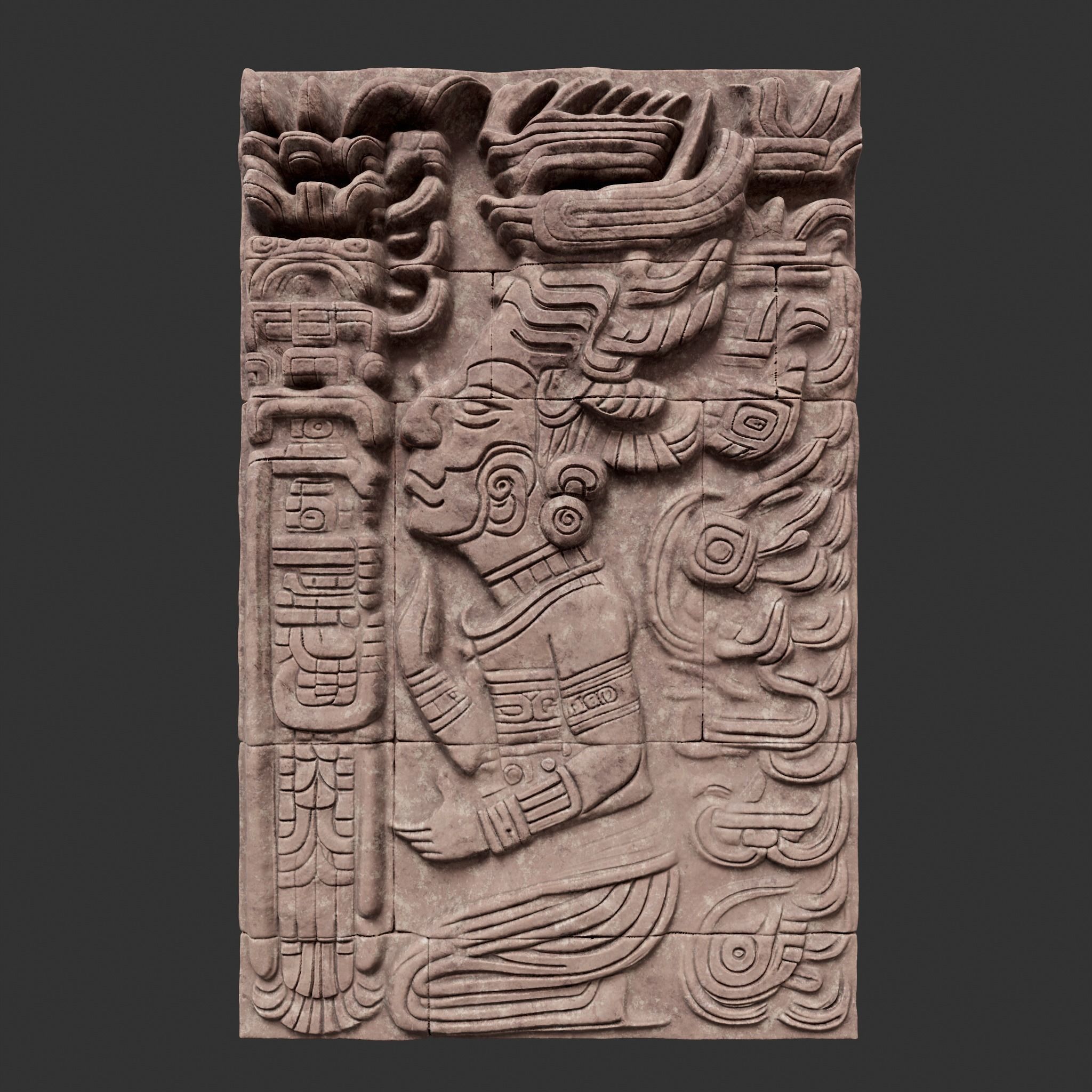 High poly Yellow Mayan Temple Wall 230719 3D model_25