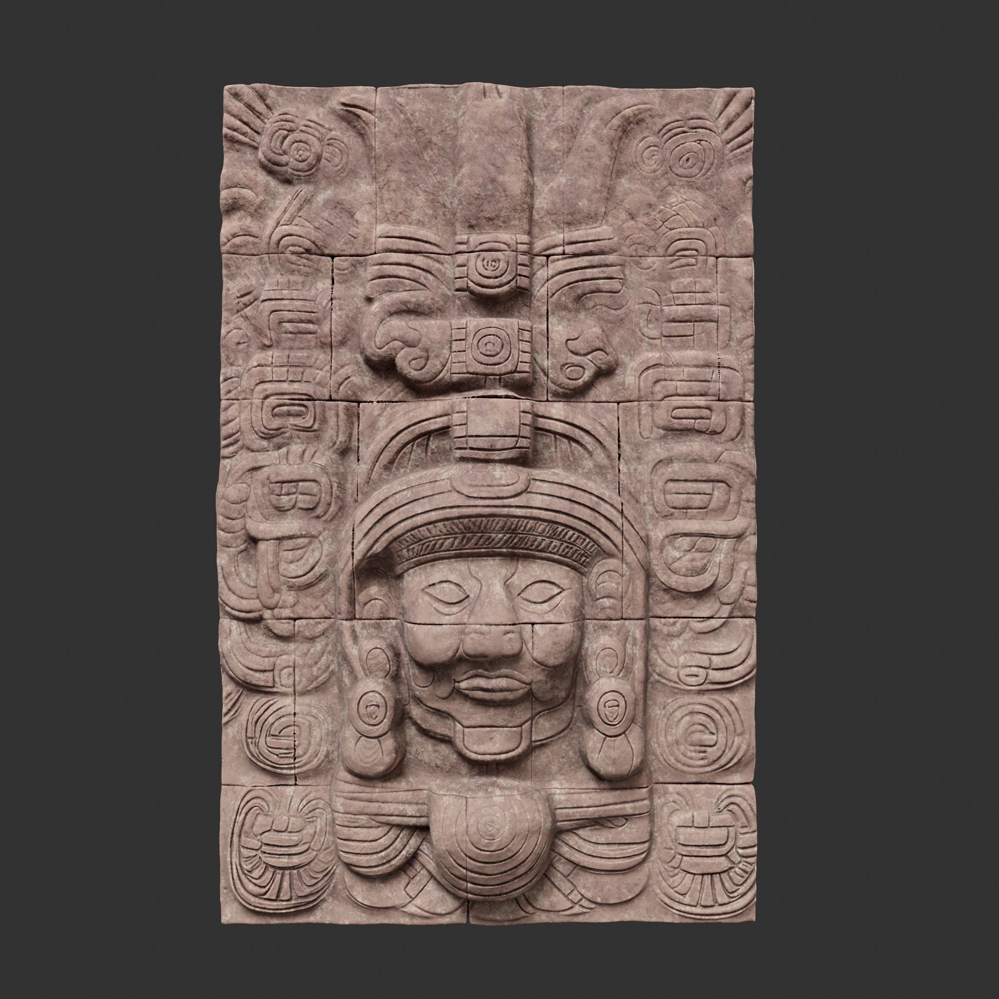 High poly Yellow Mayan Temple Wall 230719 3D model_11