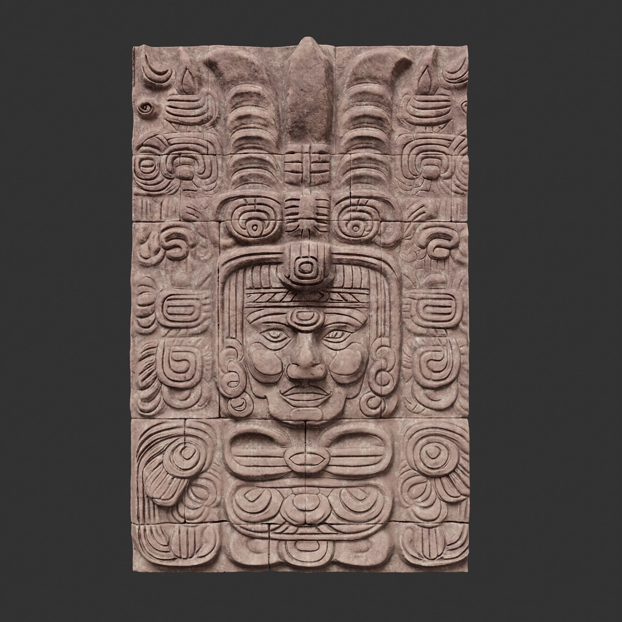 High poly Yellow Mayan Temple Wall 230719 3D model_21