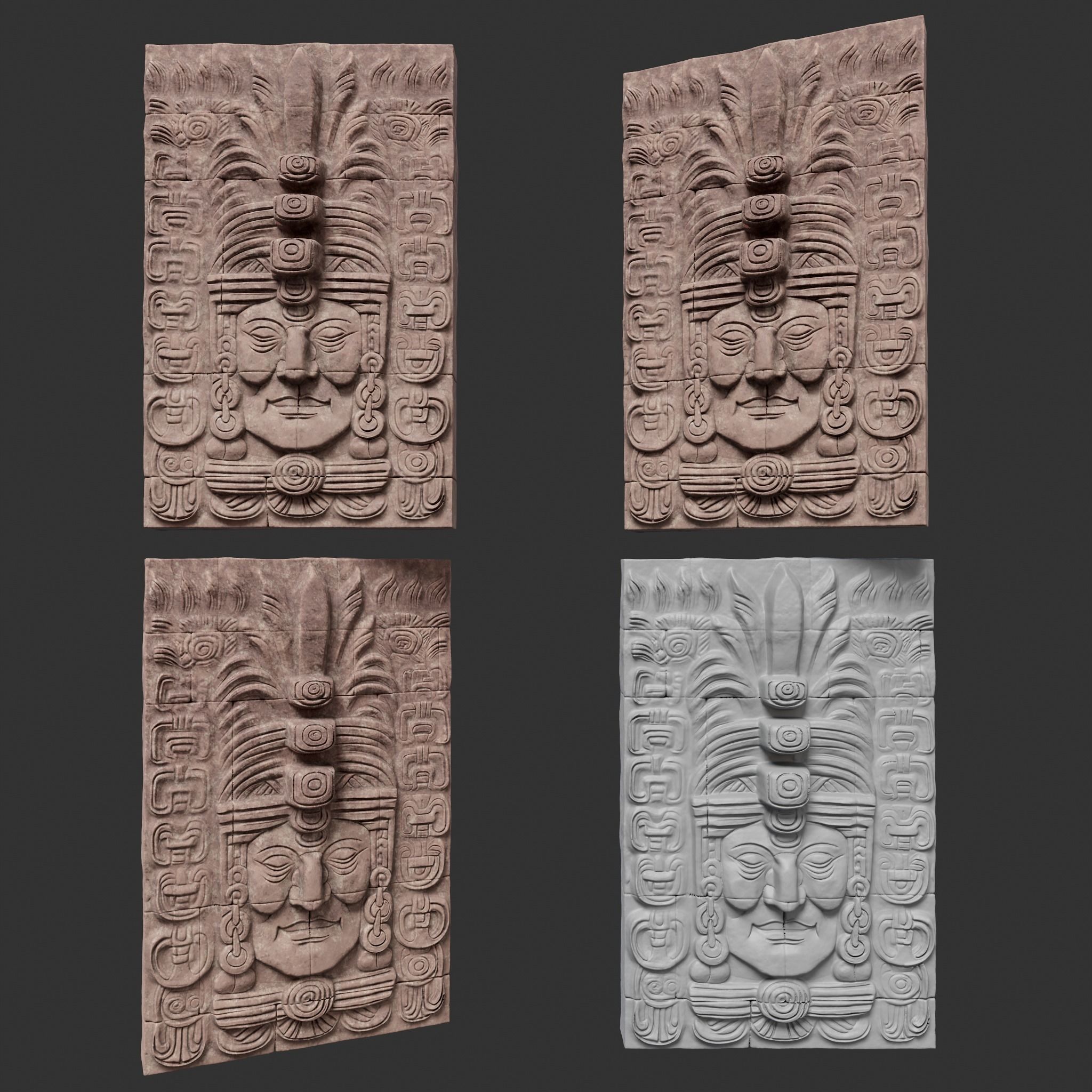 High poly Yellow Mayan Temple Wall 230719 3D model_20