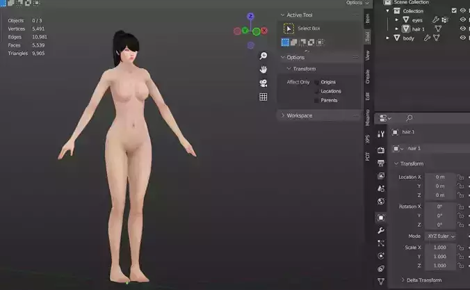 Free Female Basemash FBX and blender file 