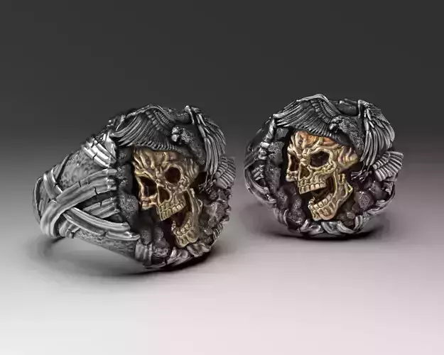 Ring skull ring  printable jewelry 3D print model 3D print model 3D print model