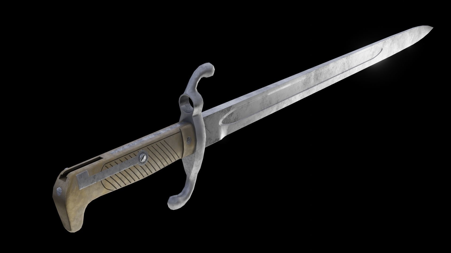 German bayonet Seitengewehr 1871 S71 Low-poly 3D model_3