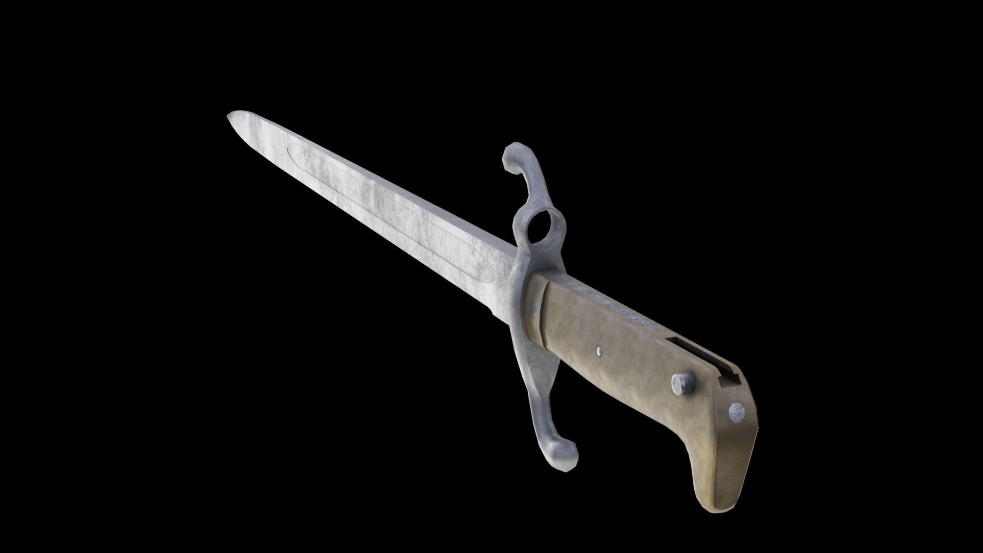 German bayonet Seitengewehr 1871 S71 Low-poly 3D model_4