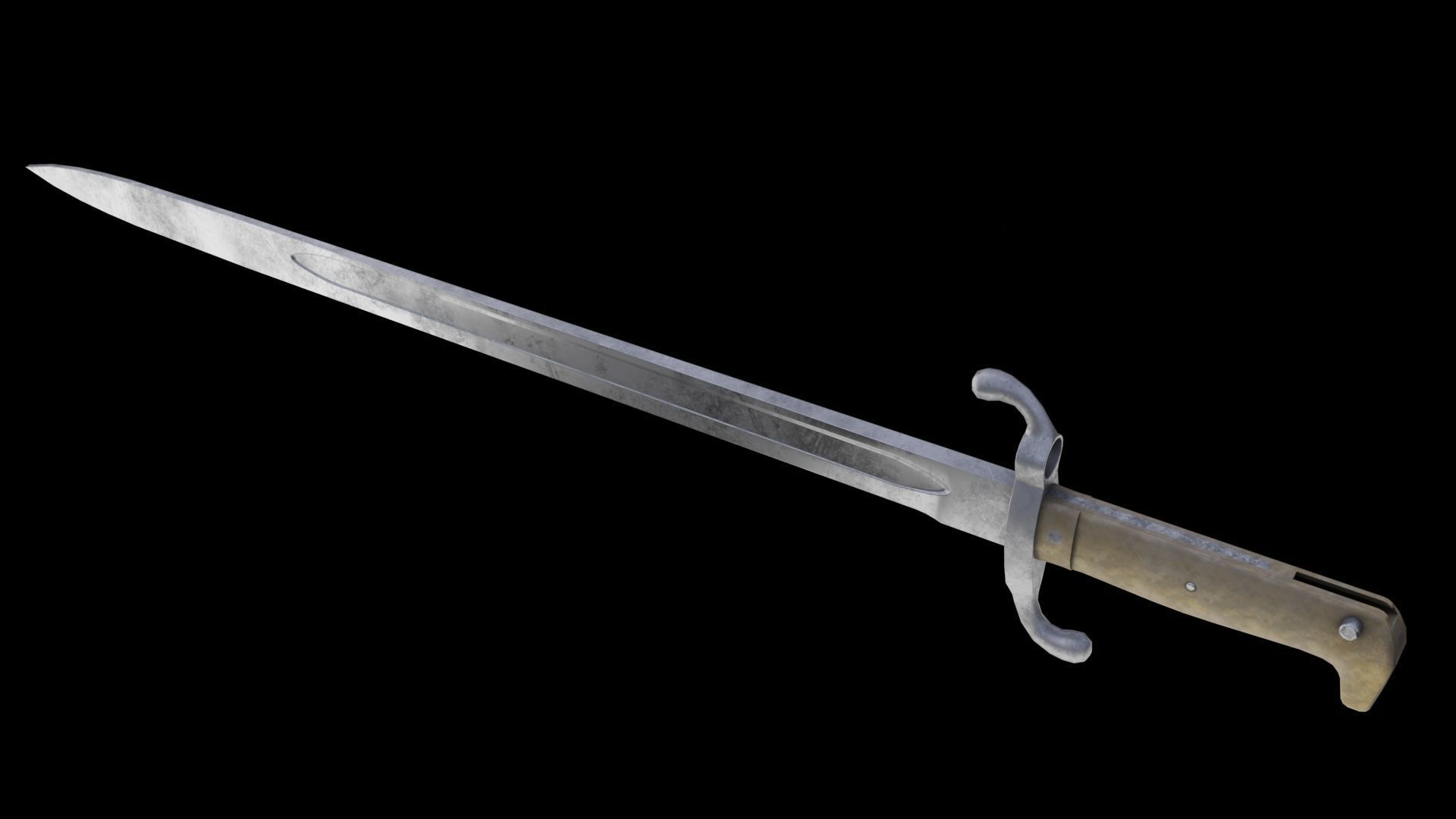 German bayonet Seitengewehr 1871 S71 Low-poly 3D model_5