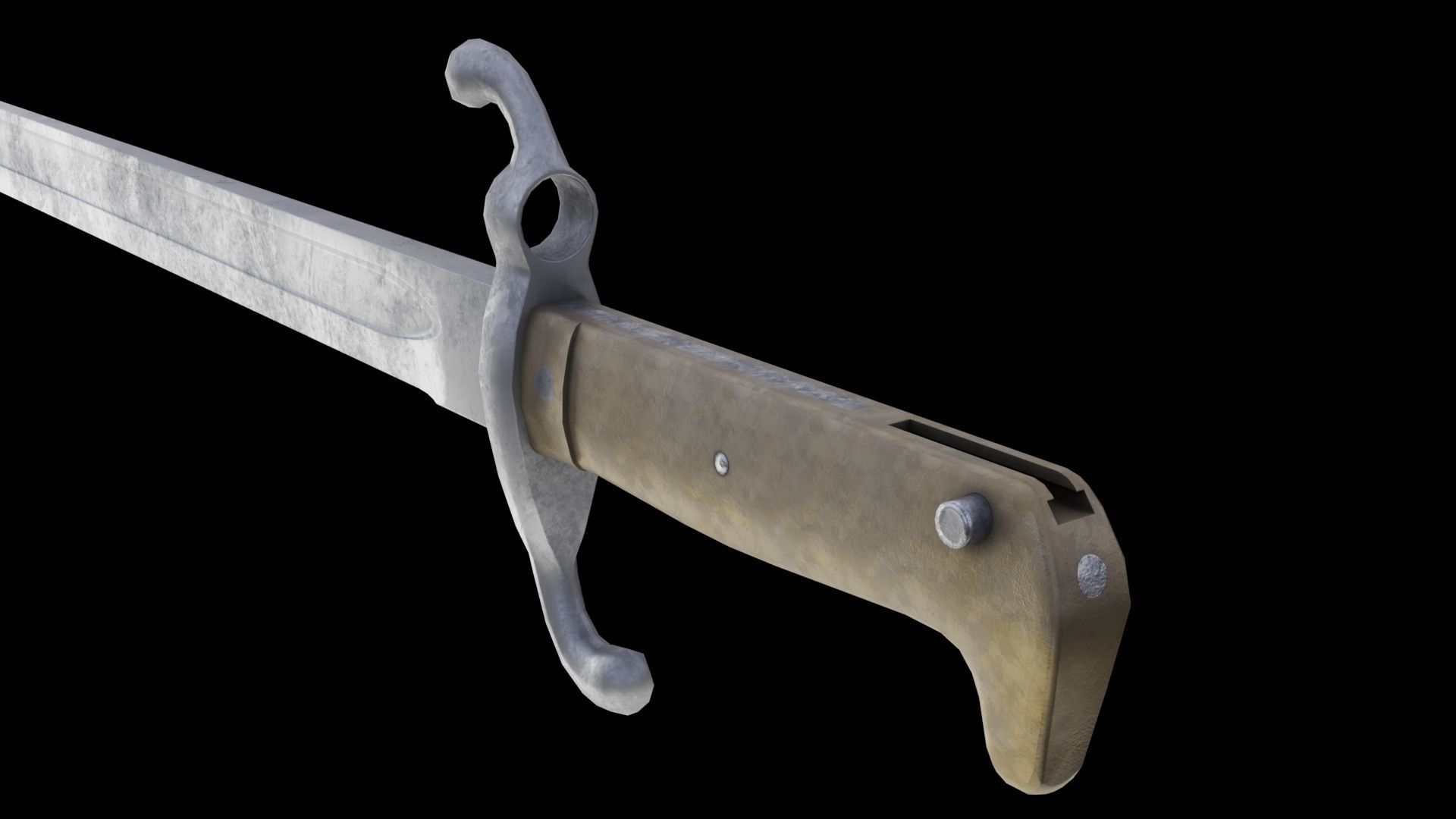 German bayonet Seitengewehr 1871 S71 Low-poly 3D model_6