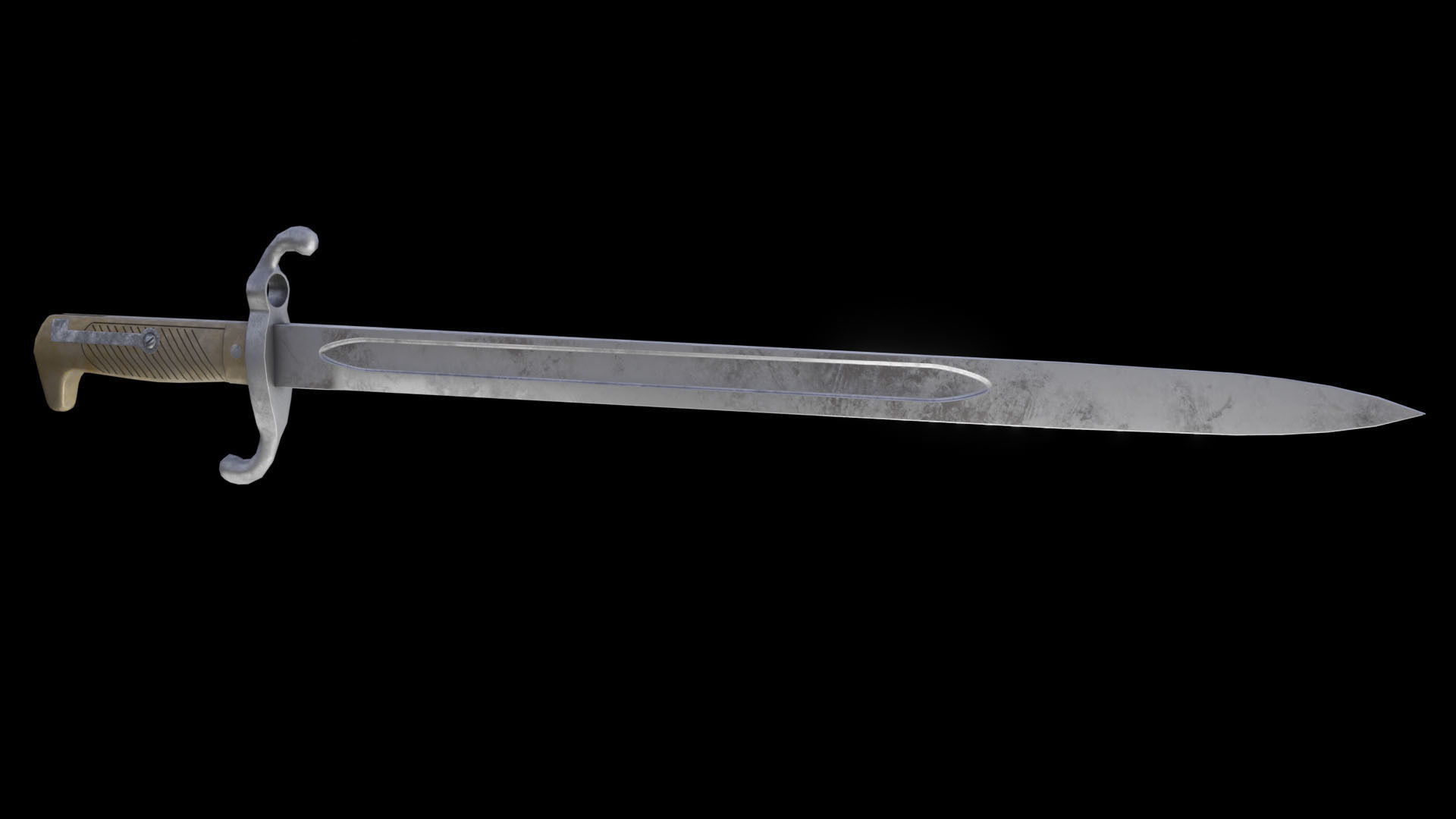 German bayonet Seitengewehr 1871 S71 Low-poly 3D model_1