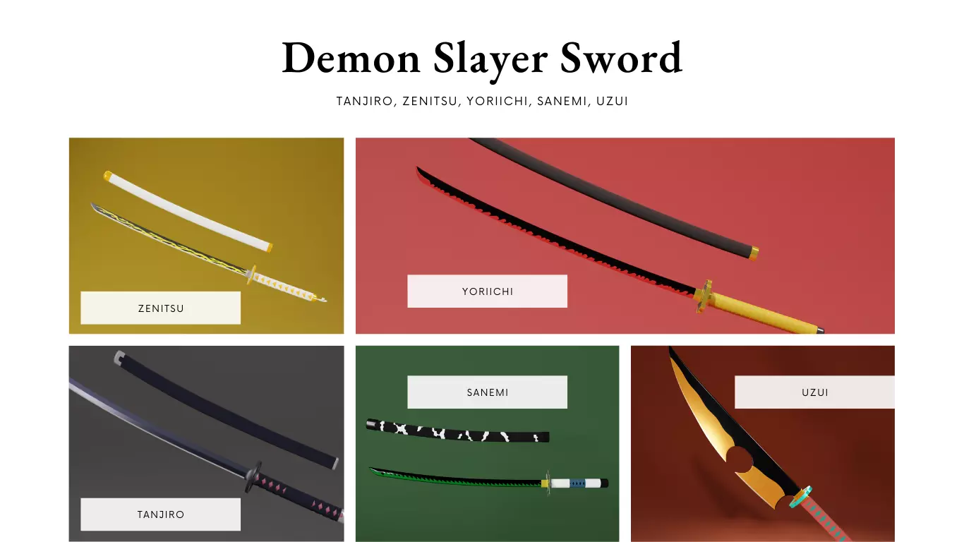 Demon slayer Sword set - kimetsu no yaiba 3D print model 3D Model Collection_0