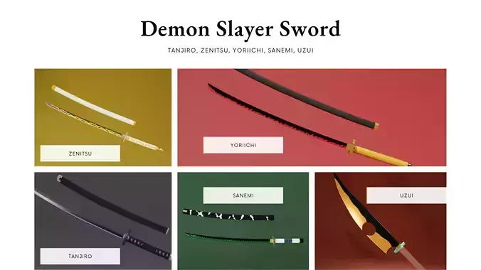 Demon slayer Sword set - kimetsu no yaiba 3D print model 3D Model Collection
