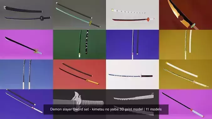Demon slayer Sword set - kimetsu no yaiba 3D print model