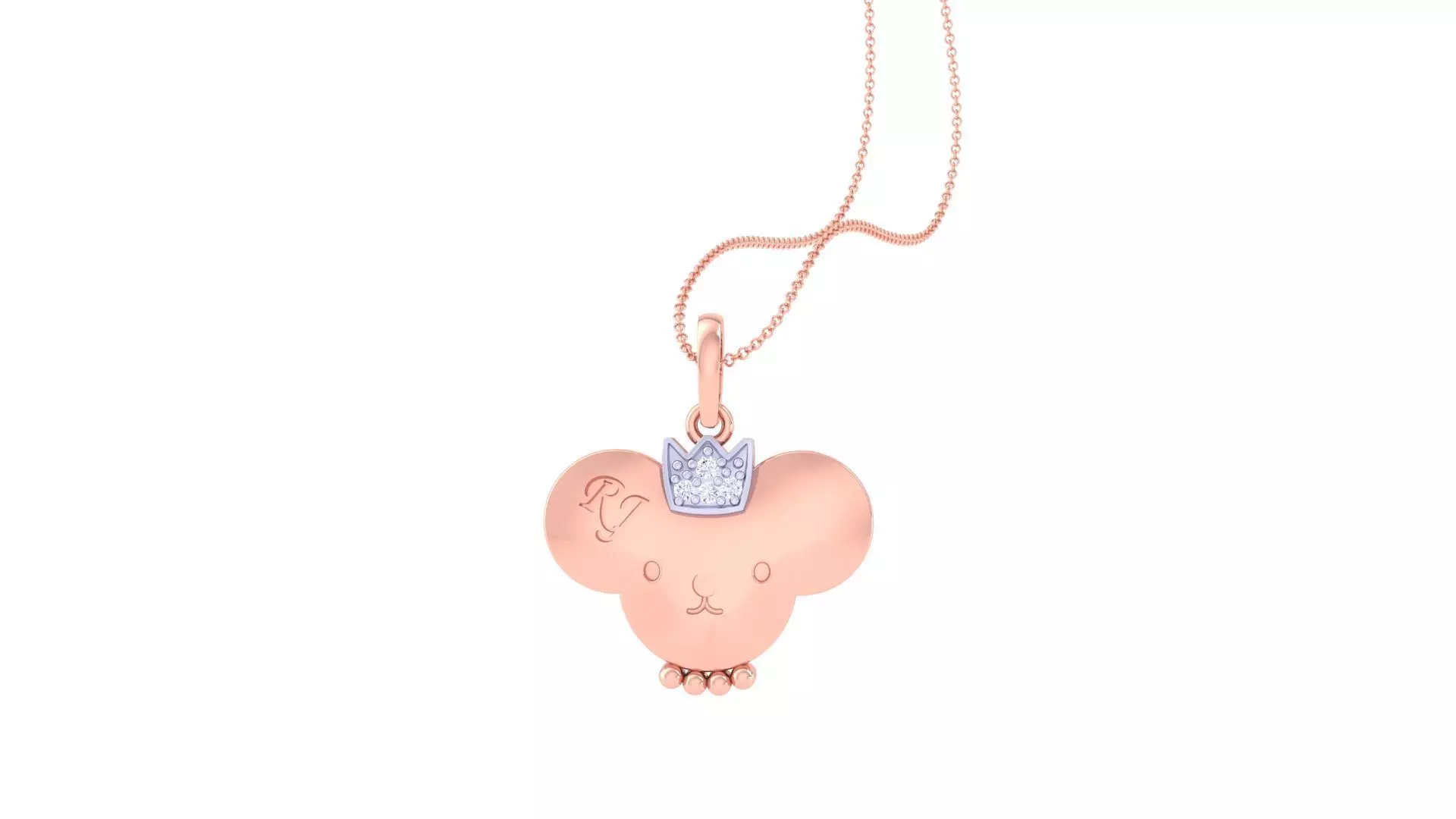RJ Crown Panda Light Weight Kids Pendant Necklace Charms 3dm stl 3D print model_0