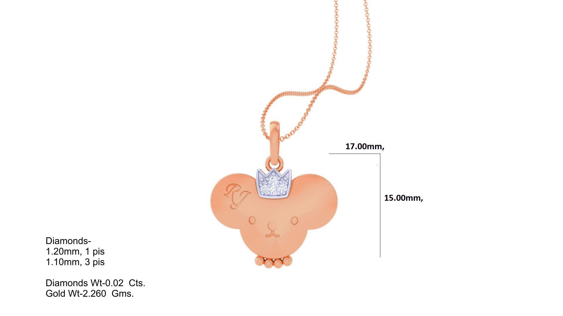 RJ Crown Panda Light Weight Kids Pendant Necklace Charms 3dm stl 3D print model_3