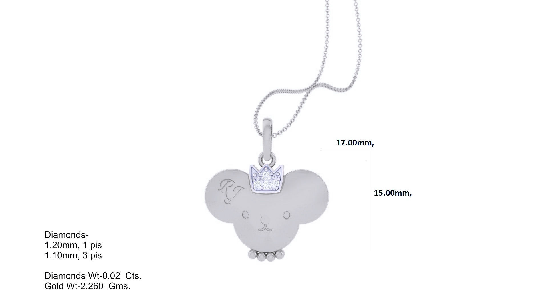 RJ Crown Panda Light Weight Kids Pendant Necklace Charms 3dm stl 3D print model_2