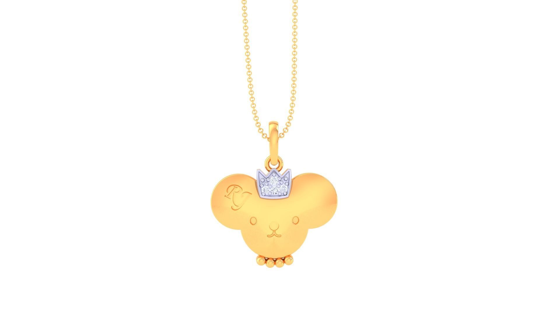 RJ Crown Panda Light Weight Kids Pendant Necklace Charms 3dm stl 3D print model_7