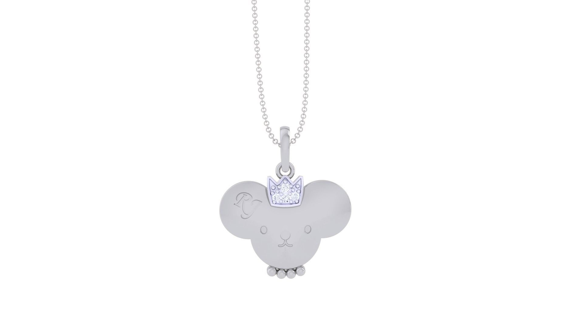 RJ Crown Panda Light Weight Kids Pendant Necklace Charms 3dm stl 3D print model_8