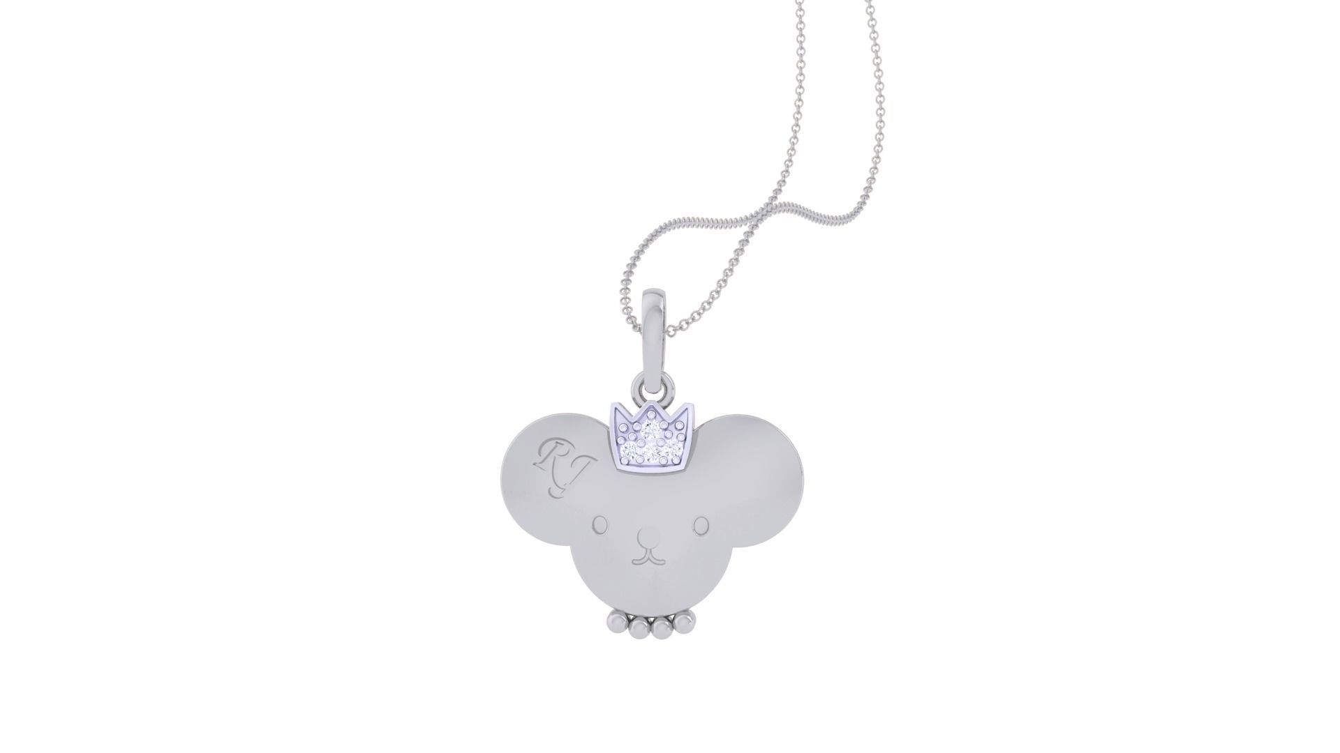 RJ Crown Panda Light Weight Kids Pendant Necklace Charms 3dm stl 3D print model_4
