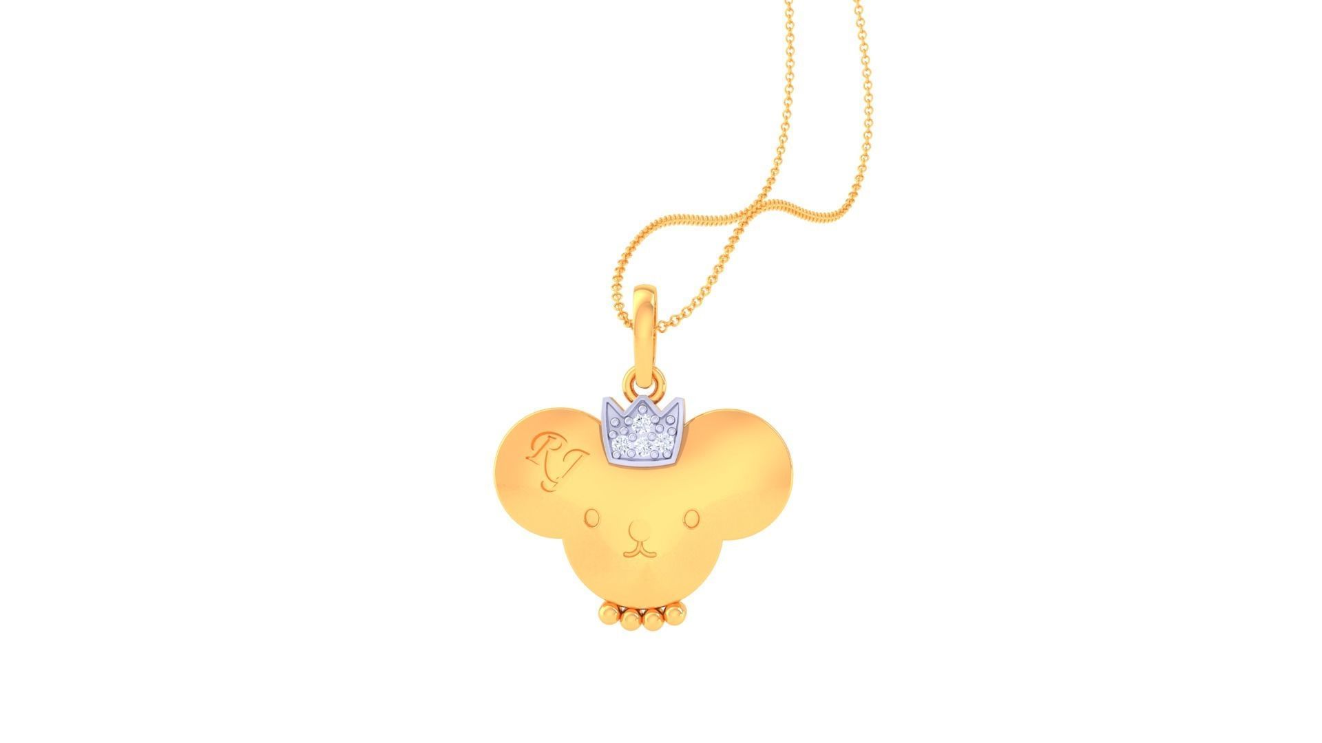RJ Crown Panda Light Weight Kids Pendant Necklace Charms 3dm stl 3D print model_5