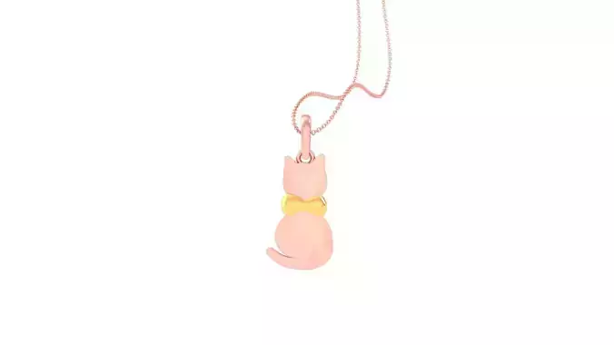 Cat with Bow Tie Light Weight Kids Pendant Necklace Charms 3dm