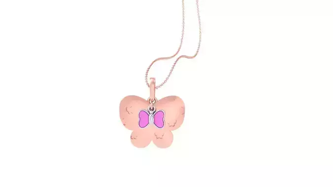 Butterfly Bow Light Weight Kids Pendant Necklace Charms 3dm stl