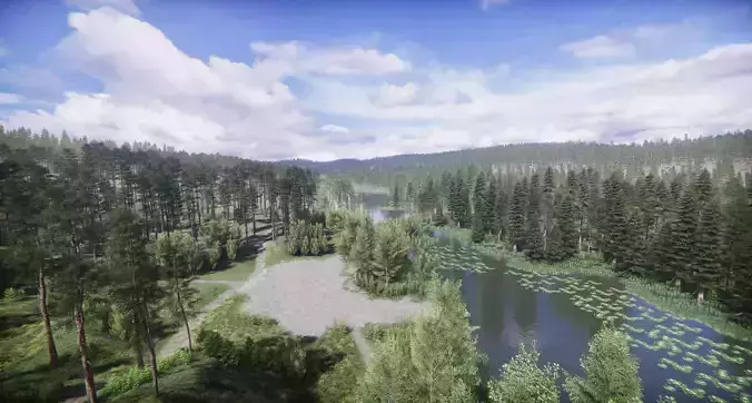 Lake Coniferous - Environment Unity Low-poly 3D model