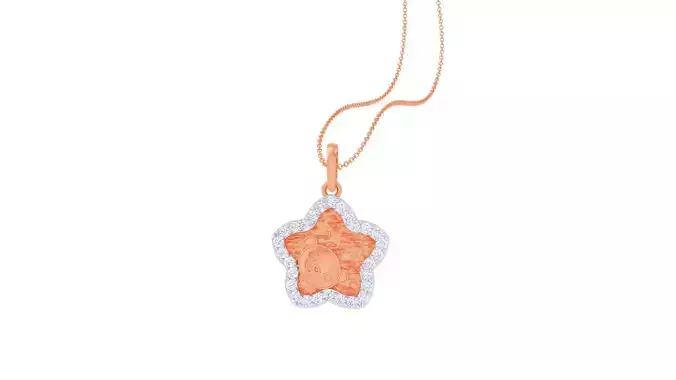 Star with Pig Face Light Weight Kids Pendant Necklace Charms 3dm