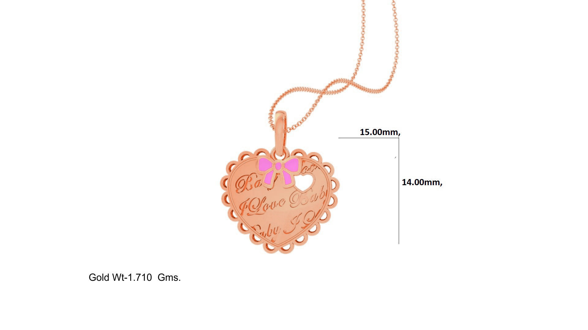 Love Heart Bow Tie Light Weight Kids Pendant Necklace Charms 3dm 3D print model_2