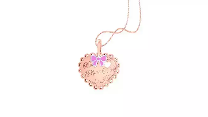 Love Heart Bow Tie Light Weight Kids Pendant Necklace Charms 3dm 3D print model