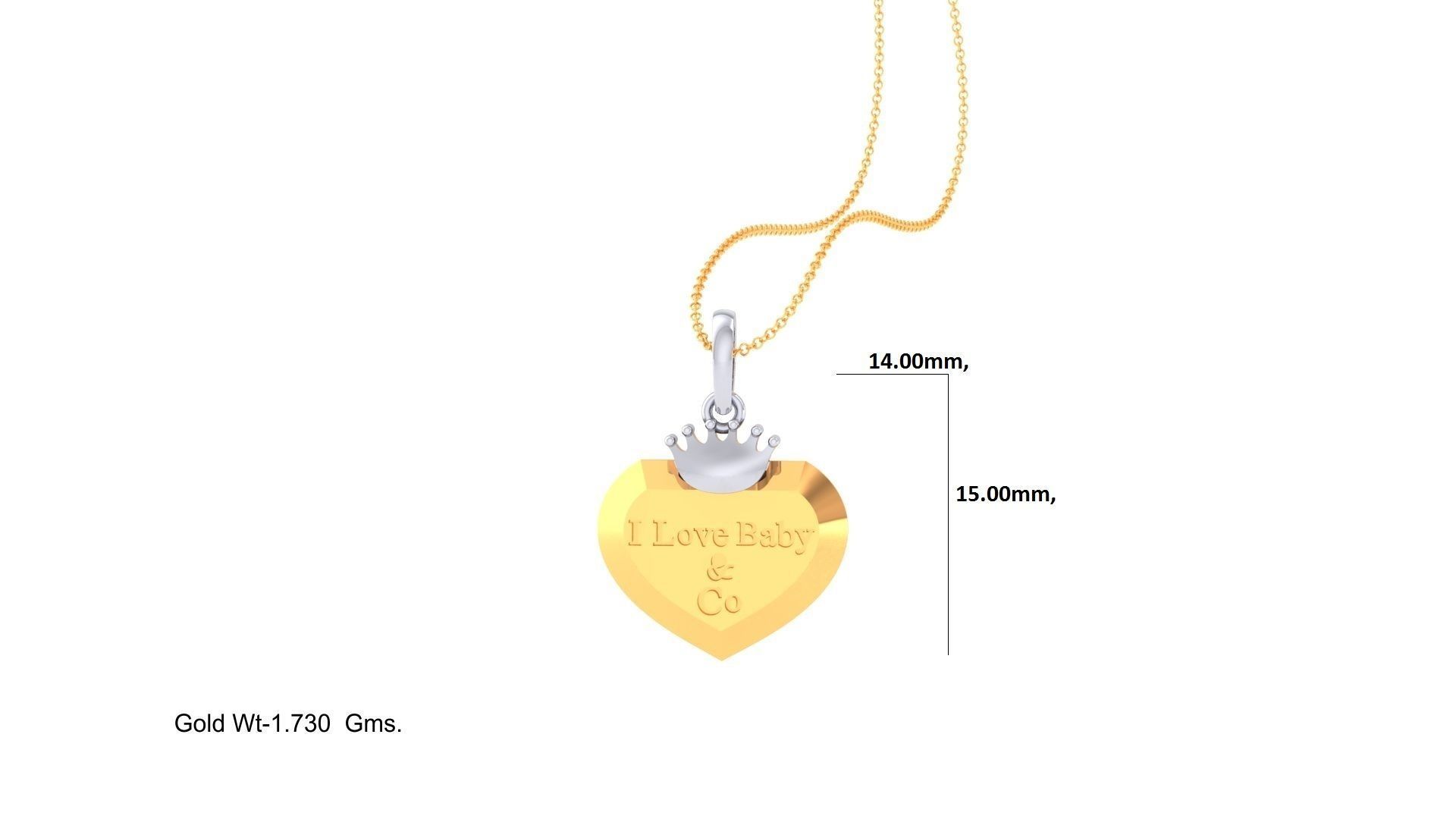I Love Baby Heart Light Weight Kids Pendant Necklace Charms 3dm 3D print model_2
