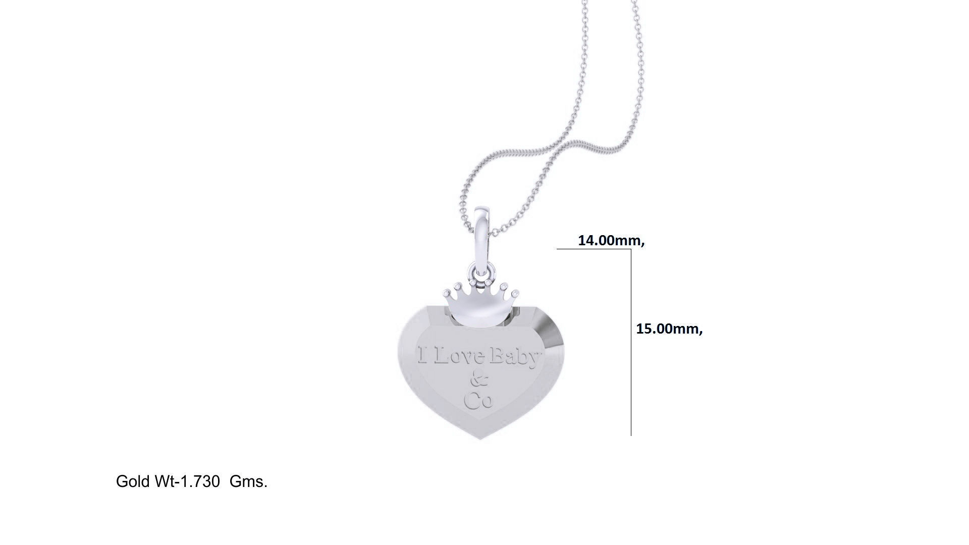 I Love Baby Heart Light Weight Kids Pendant Necklace Charms 3dm 3D print model_3