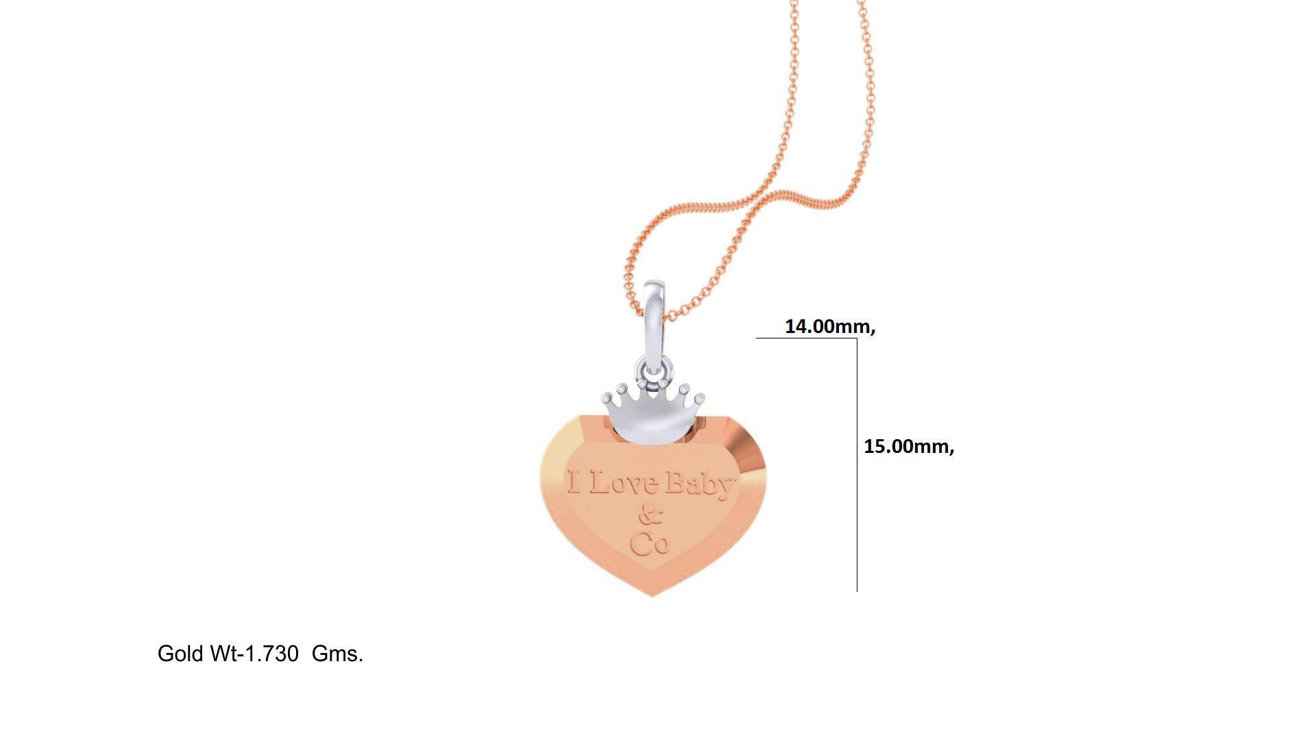I Love Baby Heart Light Weight Kids Pendant Necklace Charms 3dm 3D print model_4