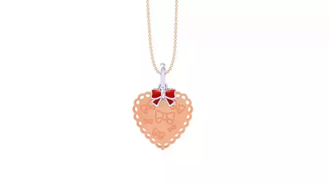 Heart Love Bow Tie Light Weight Kids Pendant Necklace Charms