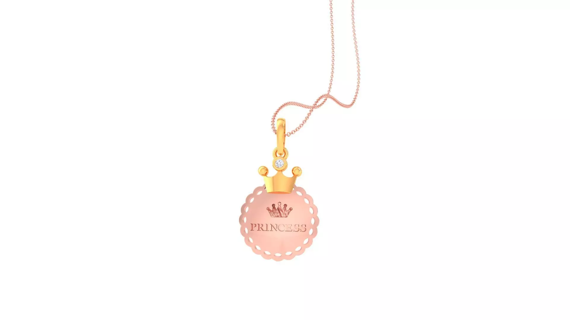 Princess Crown Light Weight Kids Pendant Necklace Charms 3dm stl 3D print model_0