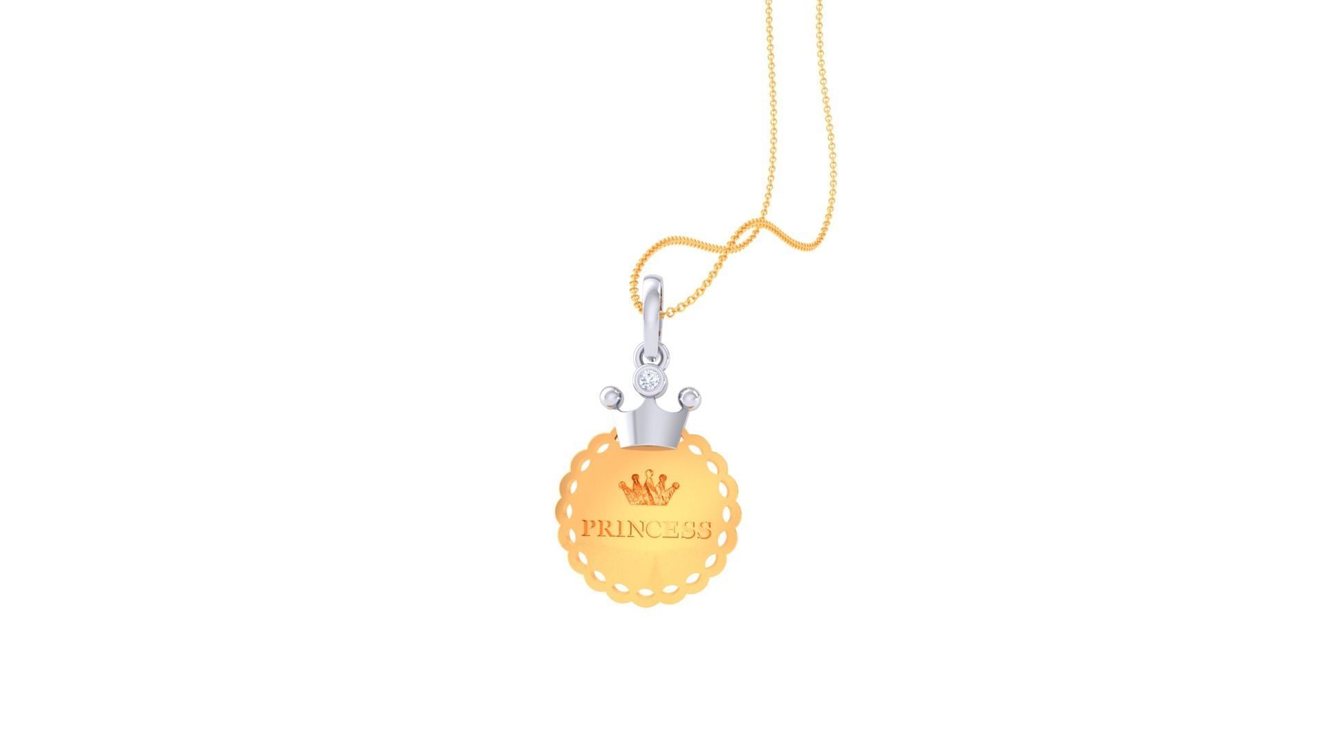 Princess Crown Light Weight Kids Pendant Necklace Charms 3dm stl 3D print model_4