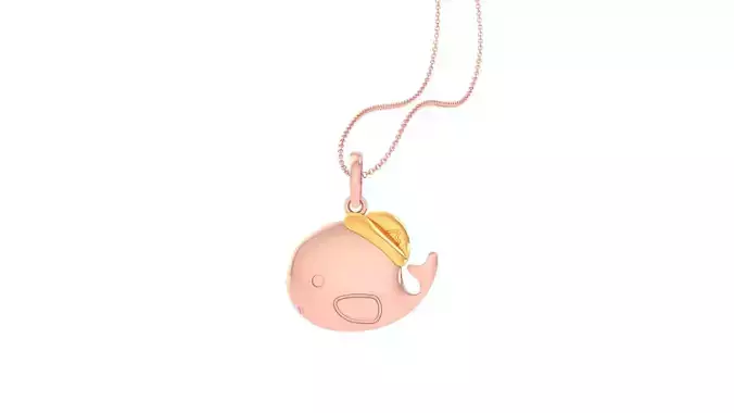 Fish with Golden Hat Light Weight Kids Pendant Necklace Charms