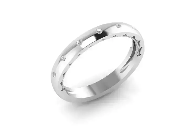 Slim Narrow Diamond Set Wedding Ring Design