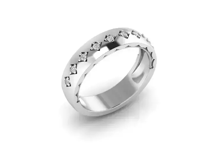 Wedding Rings White With Engraved Pattern cad file