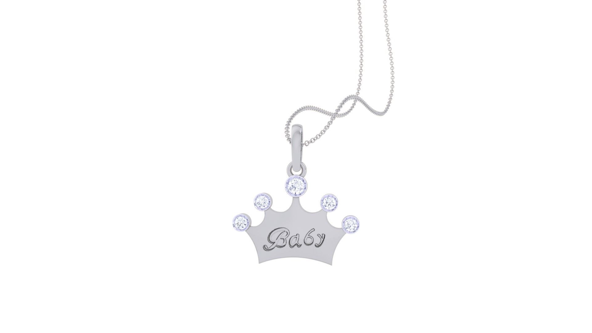 King Queen Crown Light Weight Kids Pendant Necklace Charms 3dm 3D print model_5