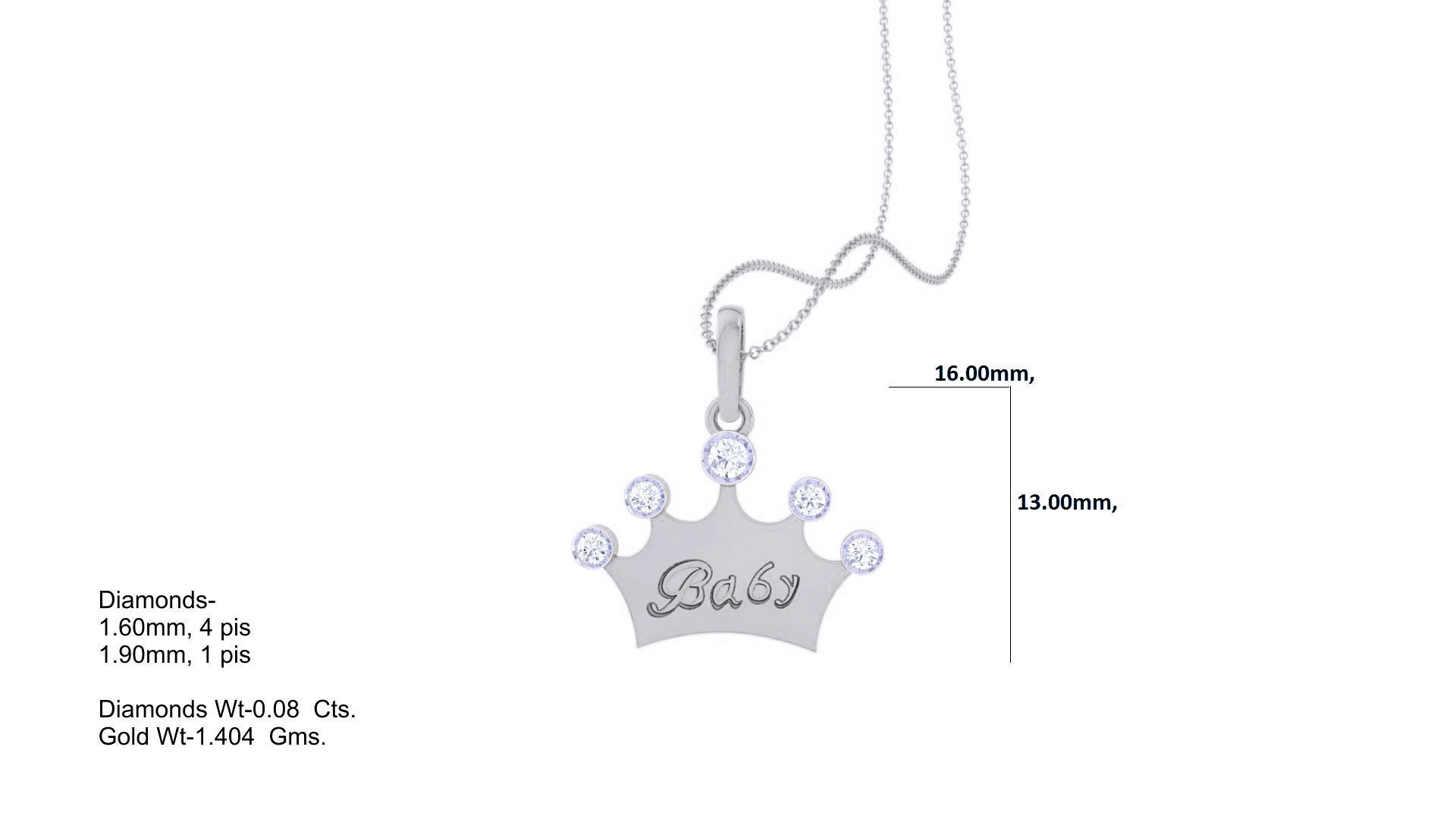 King Queen Crown Light Weight Kids Pendant Necklace Charms 3dm 3D print model_2