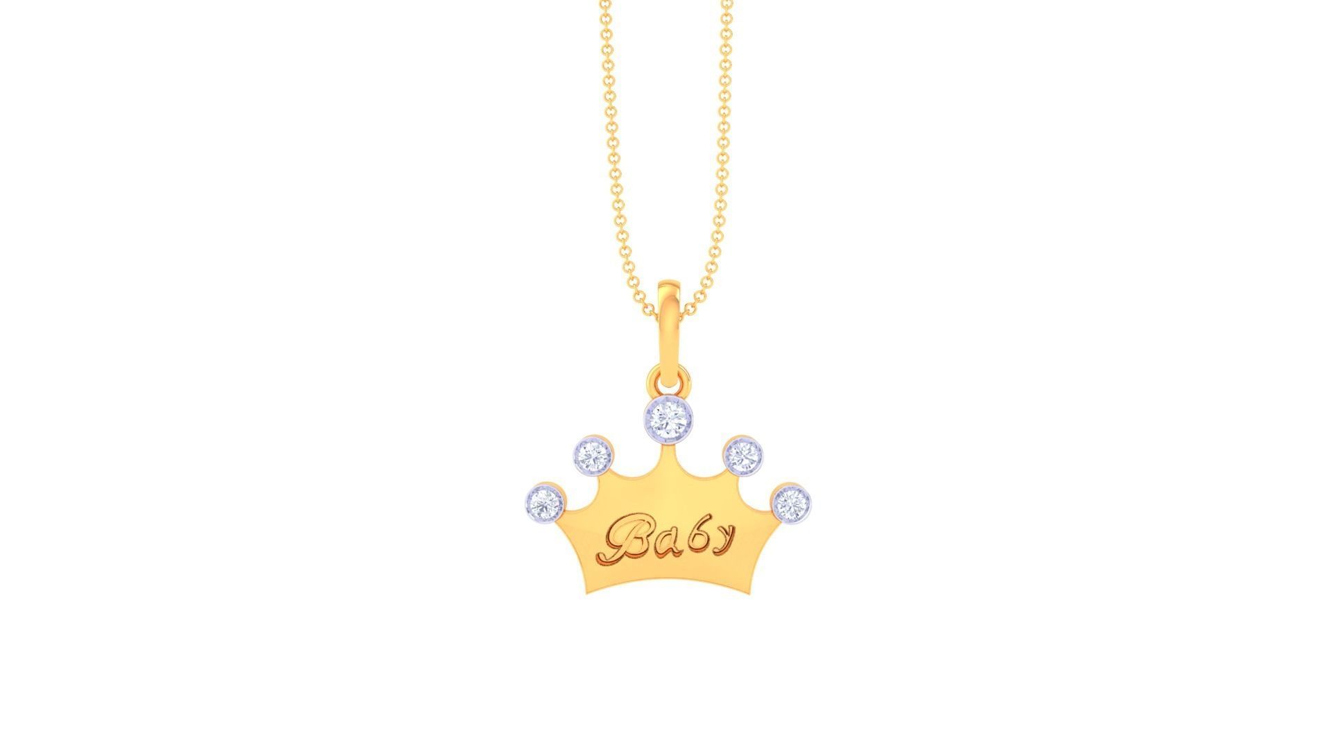 King Queen Crown Light Weight Kids Pendant Necklace Charms 3dm 3D print model_7