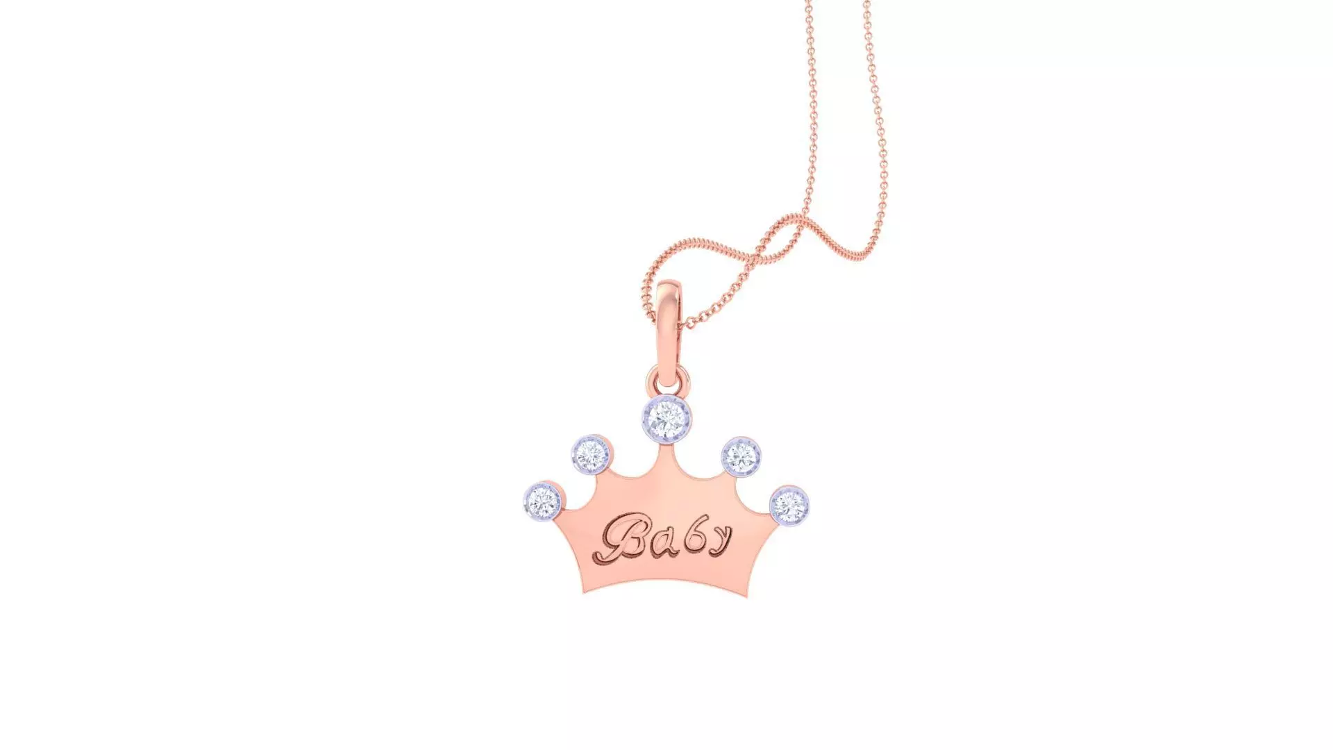 King Queen Crown Light Weight Kids Pendant Necklace Charms 3dm 3D print model_0