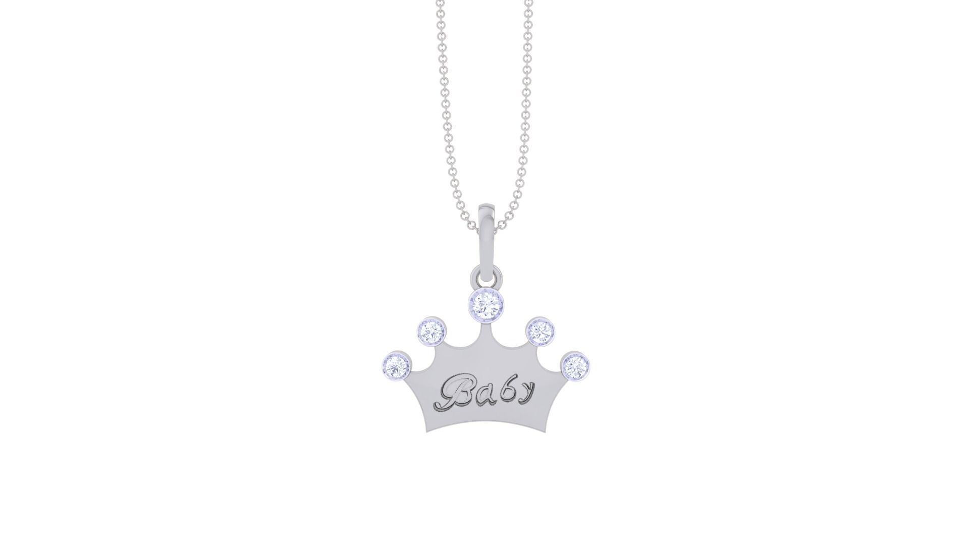 King Queen Crown Light Weight Kids Pendant Necklace Charms 3dm 3D print model_8