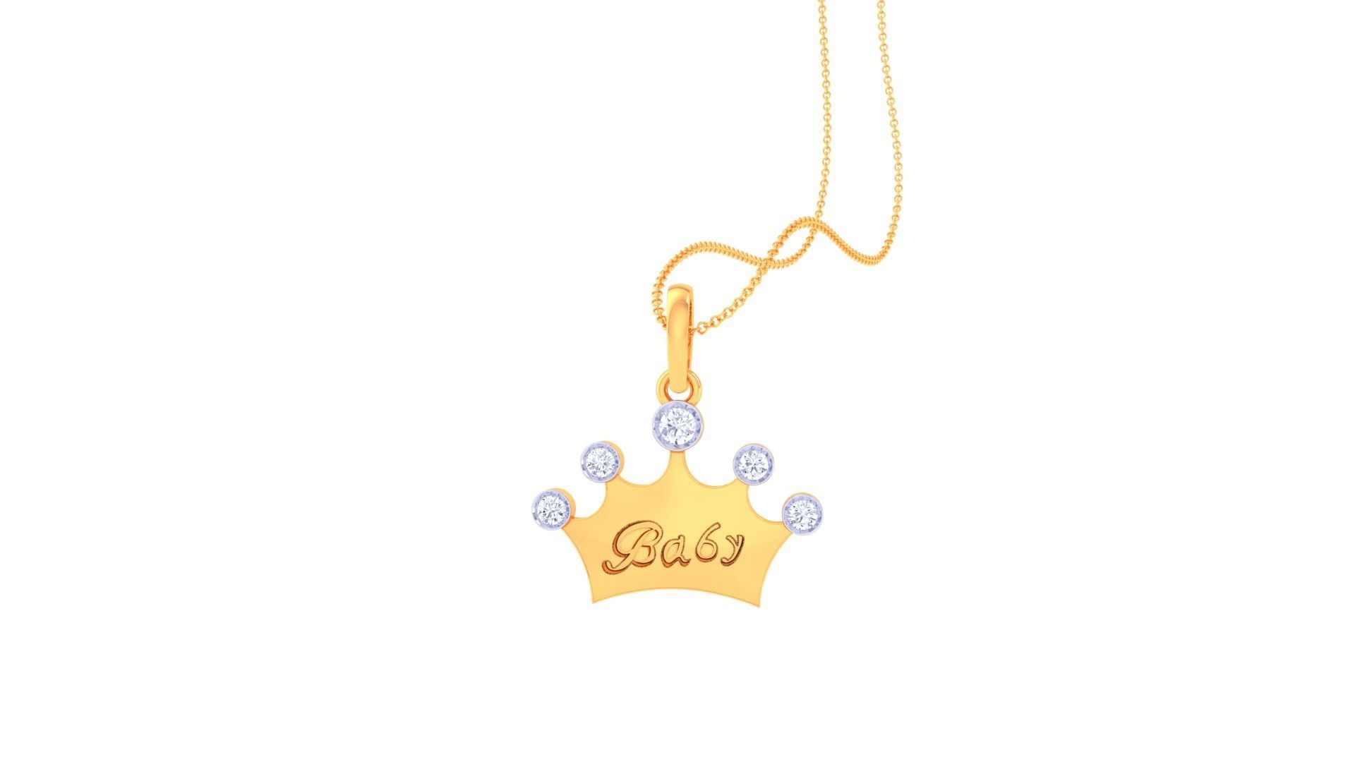 King Queen Crown Light Weight Kids Pendant Necklace Charms 3dm 3D print model_4