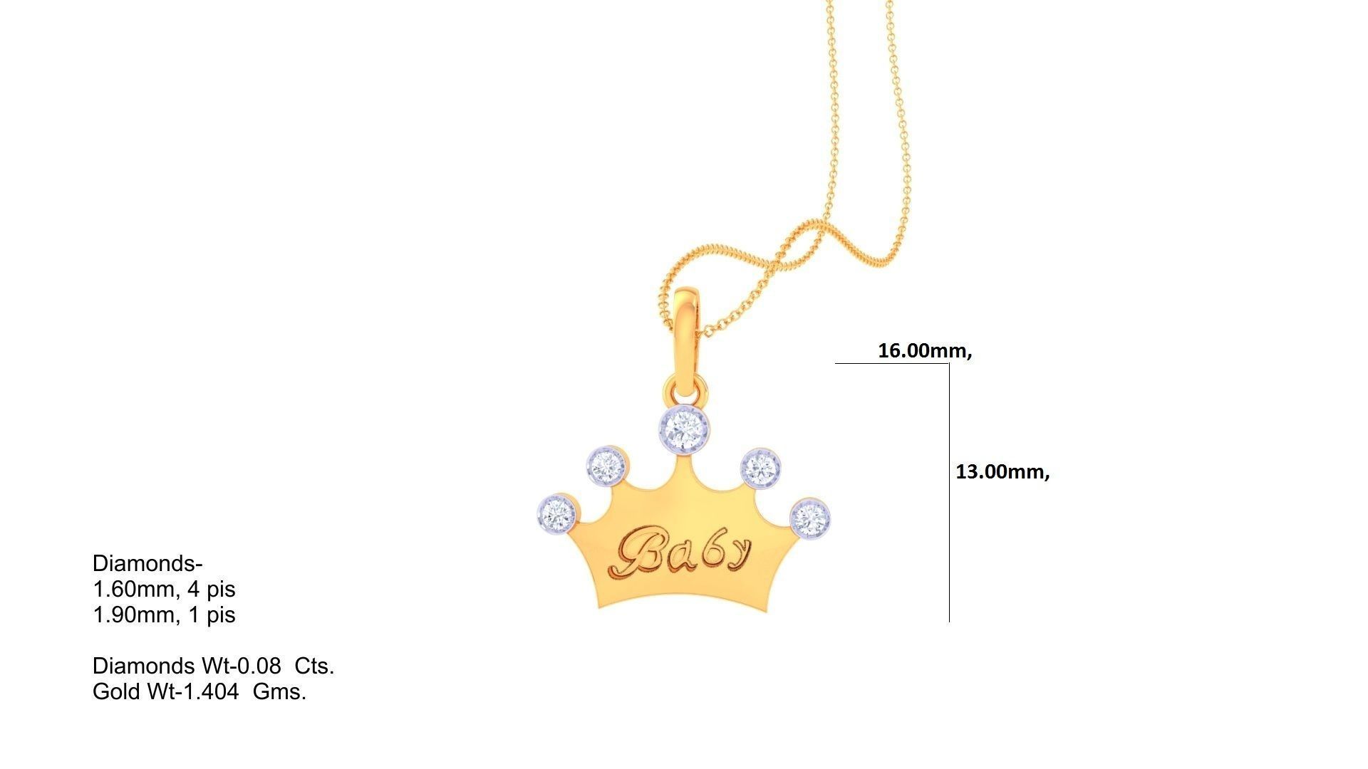 King Queen Crown Light Weight Kids Pendant Necklace Charms 3dm 3D print model_1