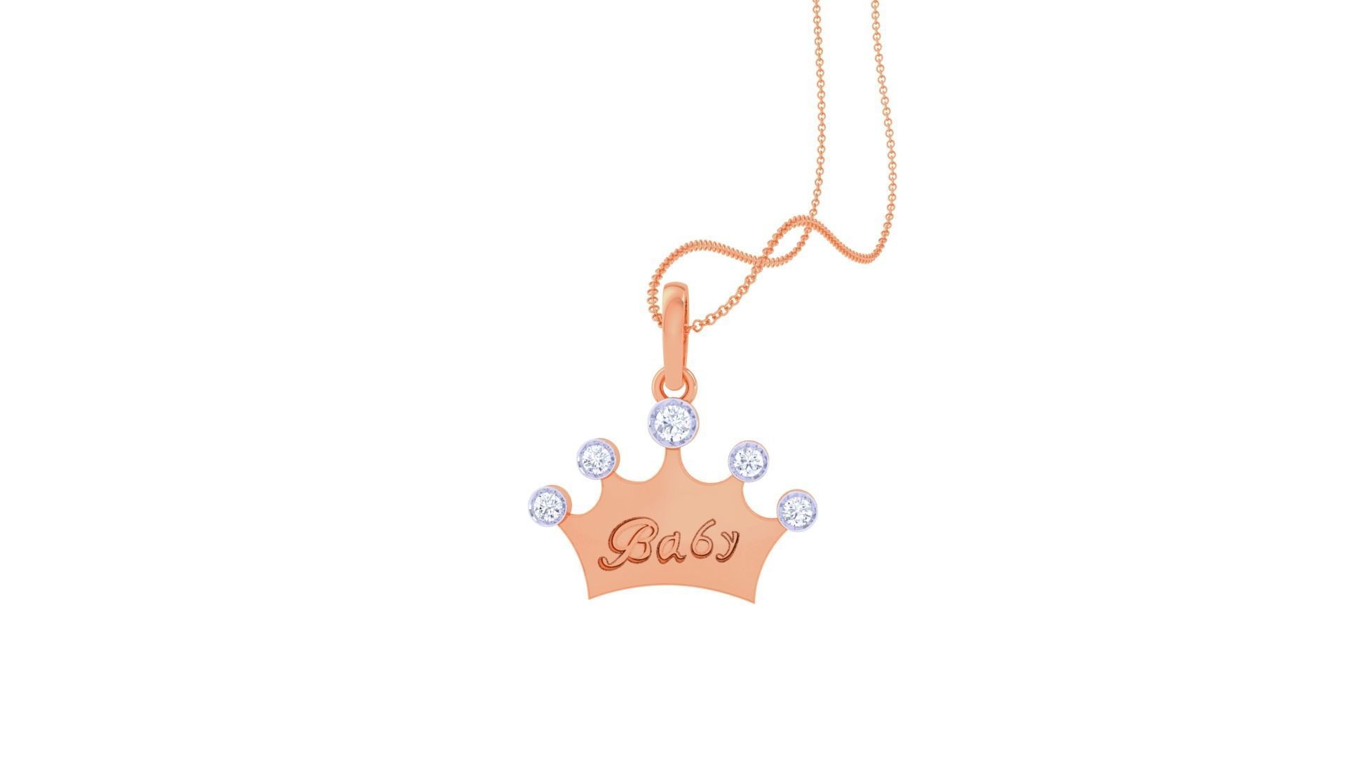 King Queen Crown Light Weight Kids Pendant Necklace Charms 3dm 3D print model_6