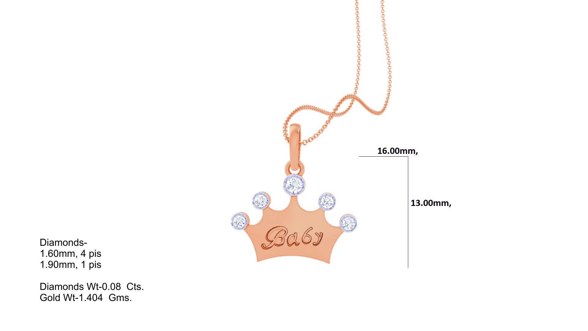 King Queen Crown Light Weight Kids Pendant Necklace Charms 3dm 3D print model_3
