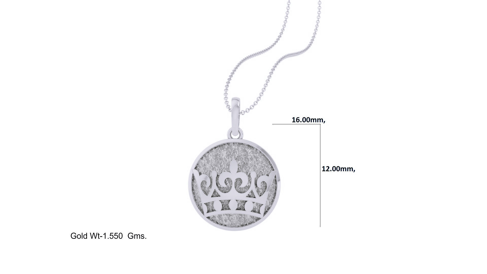 Crown Light Weight Kids Pendant Necklace Charms 3dm stl obj gltf 3D print model_3