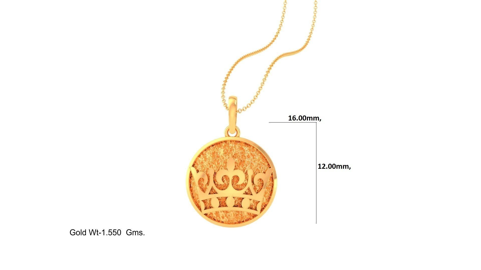 Crown Light Weight Kids Pendant Necklace Charms 3dm stl obj gltf 3D print model_2